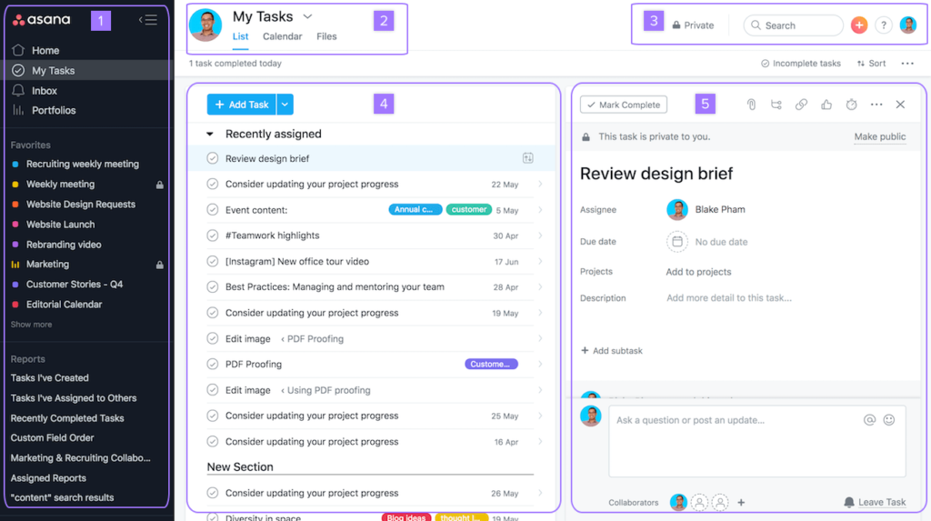 Asana screen 2 - free project management tools